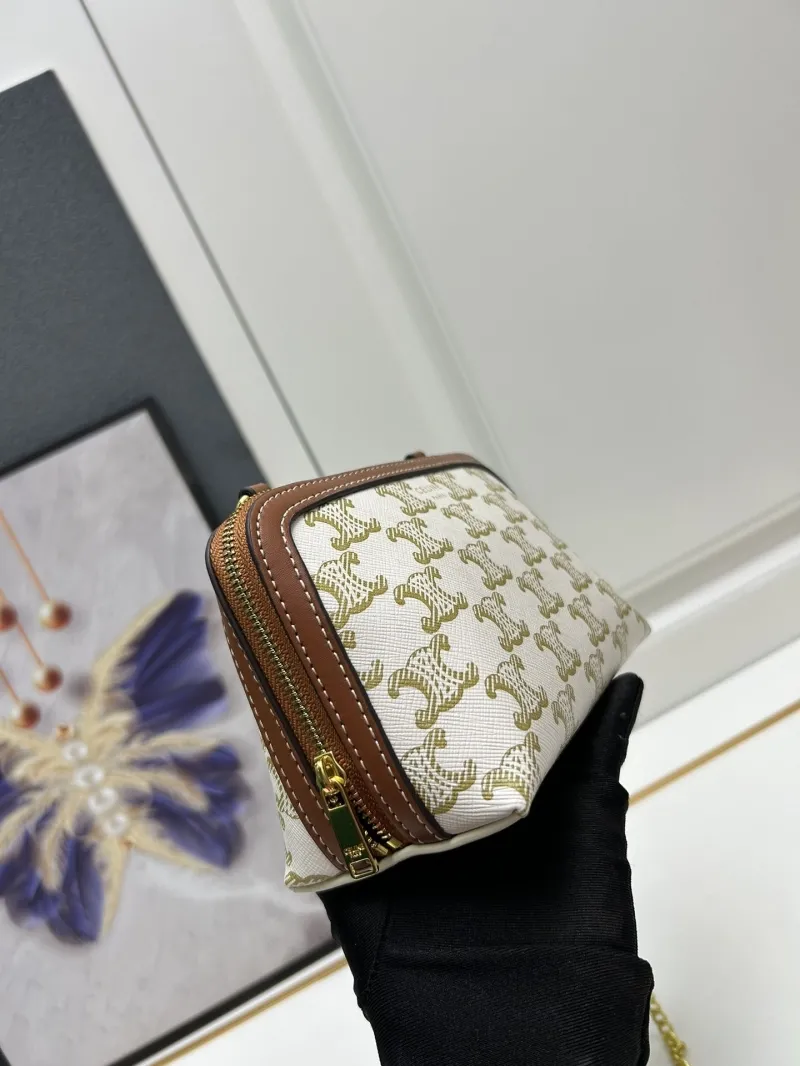 Celine Monogram Crossbody Bag 1178 White Brown - Image 3