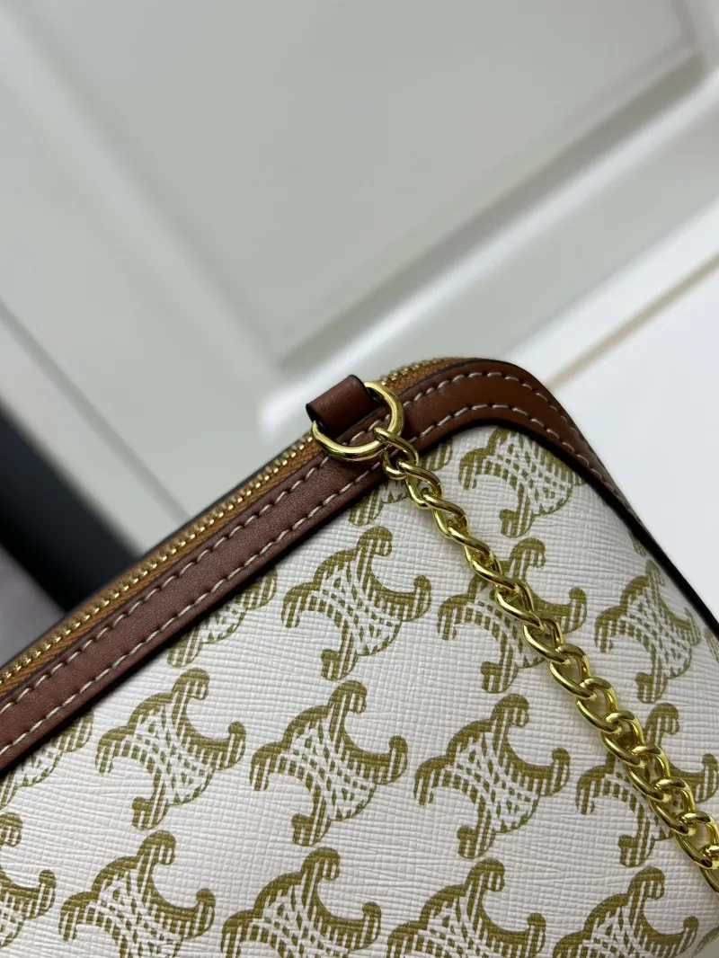 Celine Monogram Crossbody Bag 1178 White Brown - Image 4