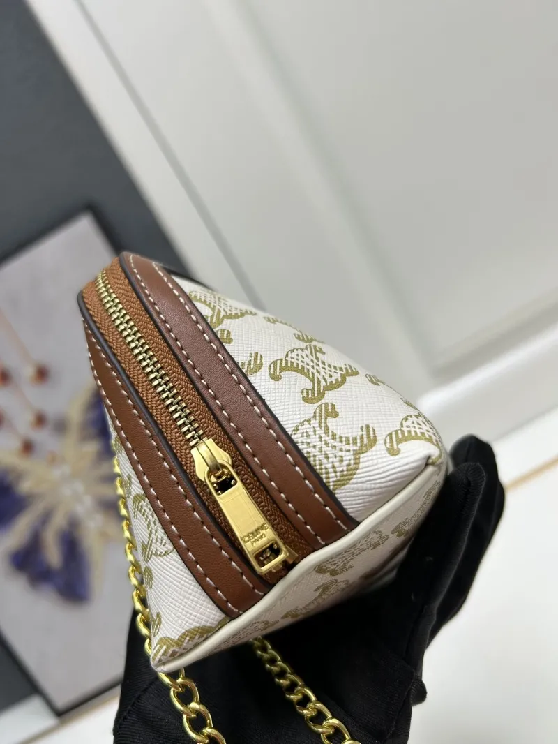 Celine Monogram Crossbody Bag 1178 White Brown - Image 5