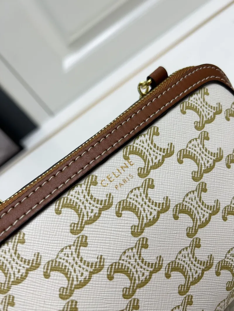 Celine Monogram Crossbody Bag 1178 White Brown - Image 6