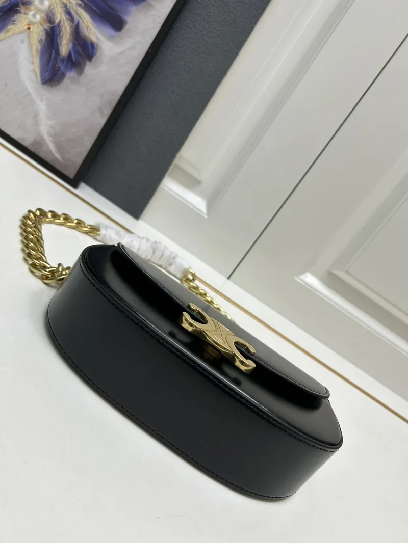 Celine Black Leather Chain Shoulder Bag 22cm 9207 - Image 6