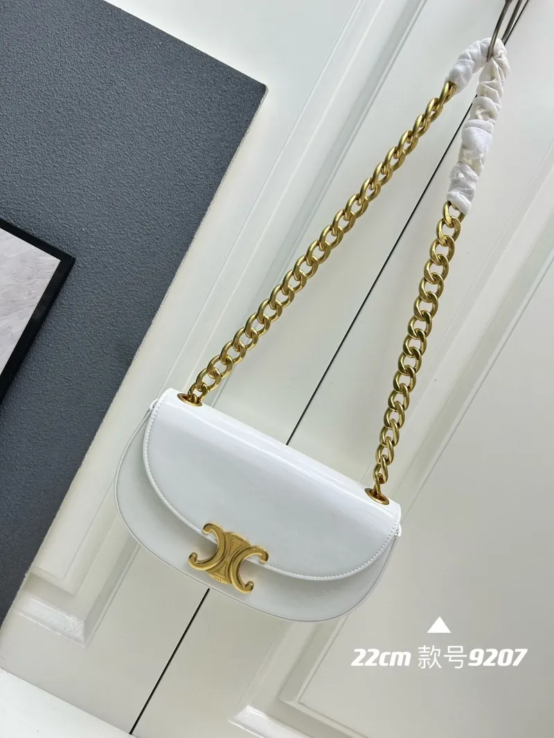 Celine White 22cm Chain Satchel Bag 9207 - Image 3