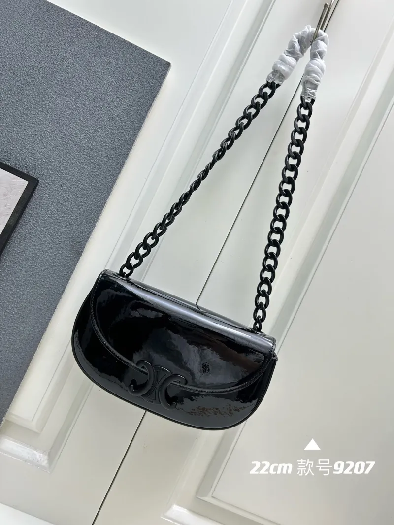 Alternative view of Celine Black Patent Leather Satchel Bag 22cm 9207
