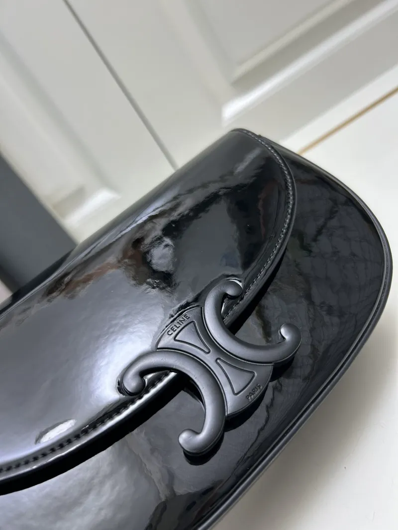 Celine Black Patent Leather Satchel Bag 22cm 9207 - Image 5