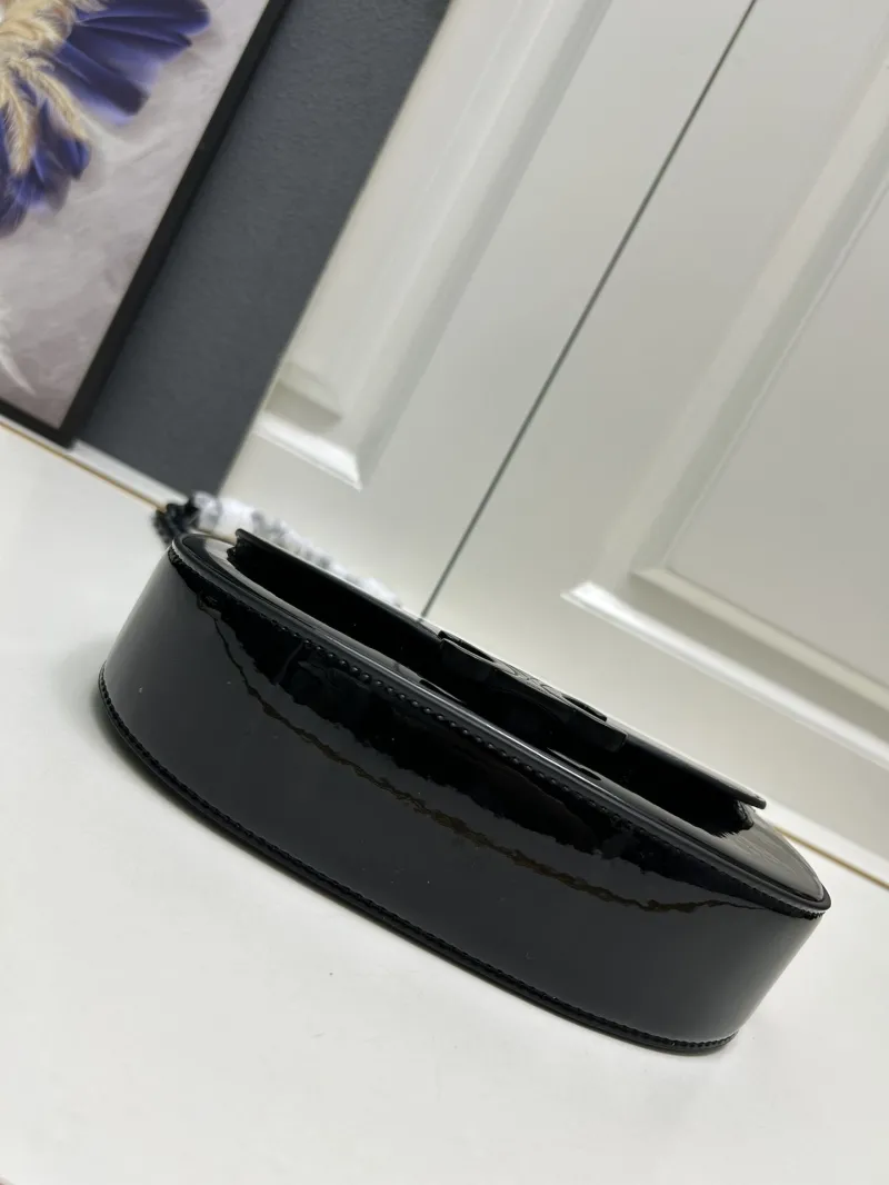 Celine Black Patent Leather Satchel Bag 22cm 9207 - Image 7