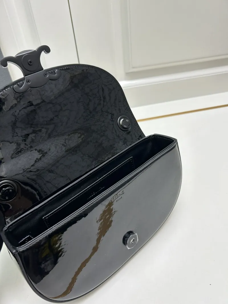 Celine Black Patent Leather Satchel Bag 22cm 9207 - Image 8