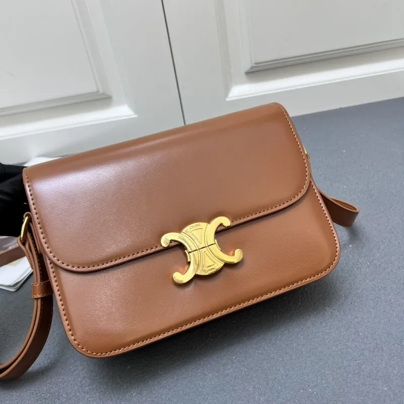 Celine Brown Leather Crossbody Satchel Bag 7713SQ - Image 3
