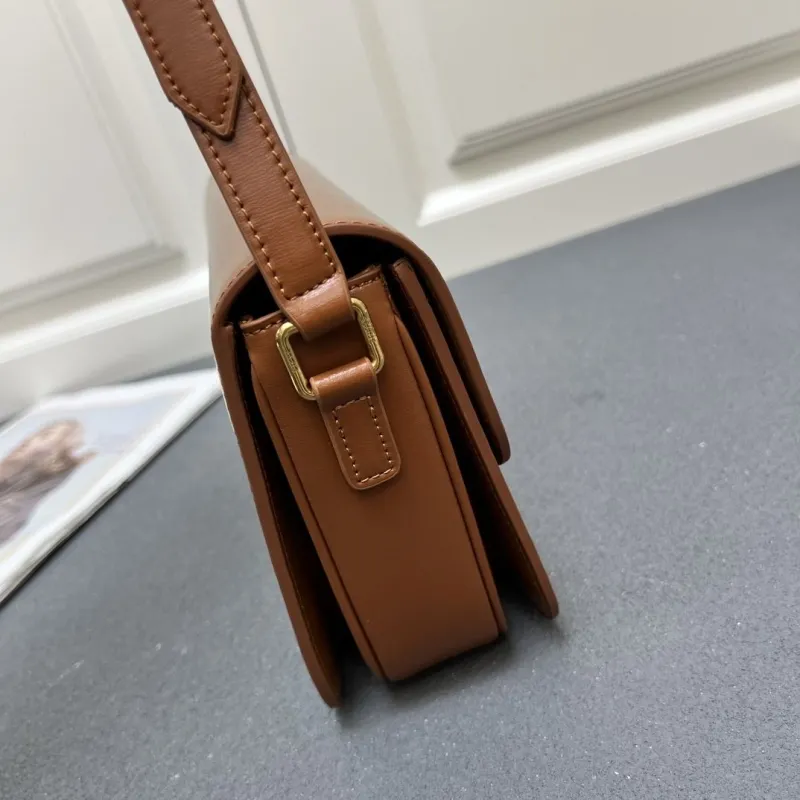 Celine Brown Leather Crossbody Satchel Bag 7713SQ - Image 5