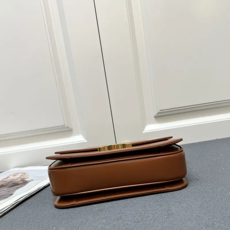 Celine Brown Leather Crossbody Satchel Bag 7713SQ - Image 6
