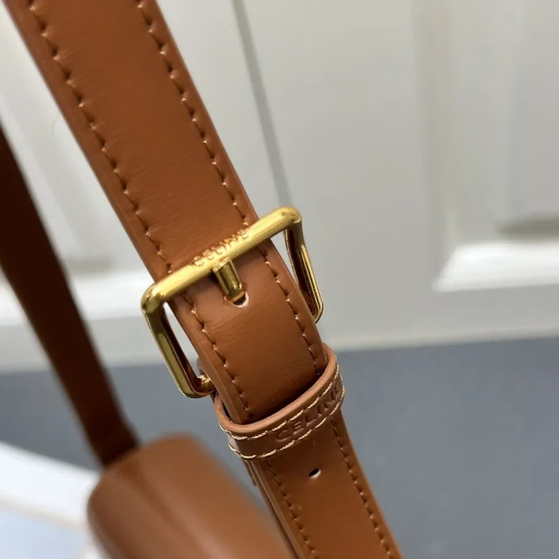 Celine Brown Leather Crossbody Satchel Bag 7713SQ - Image 7