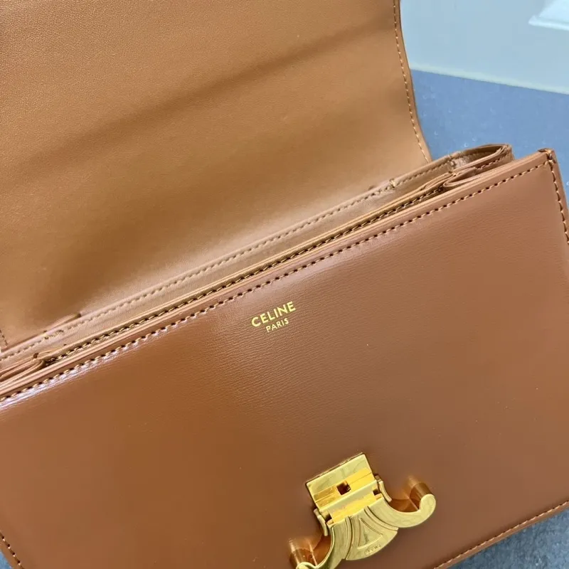 Celine Brown Leather Crossbody Satchel Bag 7713SQ - Image 9