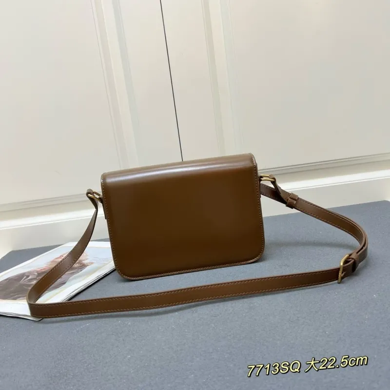 Alternative view of Celine Brown Leather Crossbody Satchel Bag 7713SQ