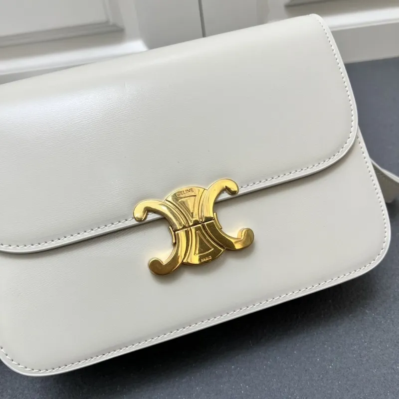 Celine Off-White Leather Crossbody Satchel Bag 7713SQ 22.5cm - Image 4