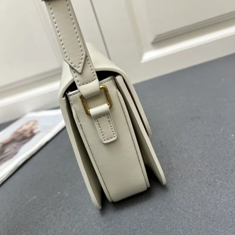 Celine Off-White Leather Crossbody Satchel Bag 7713SQ 22.5cm - Image 5