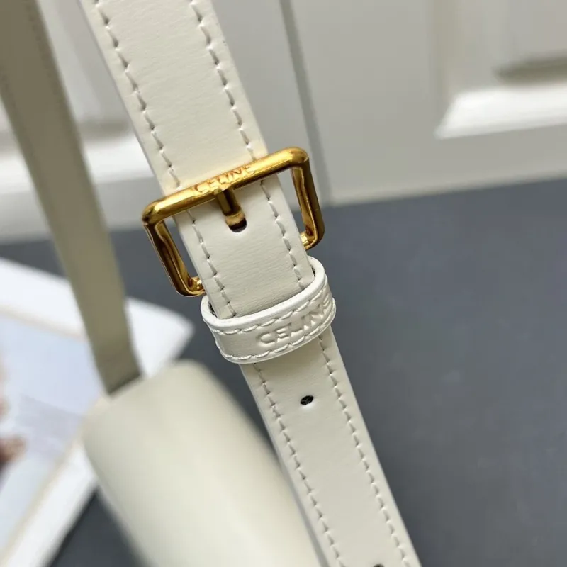 Celine Off-White Leather Crossbody Satchel Bag 7713SQ 22.5cm - Image 7