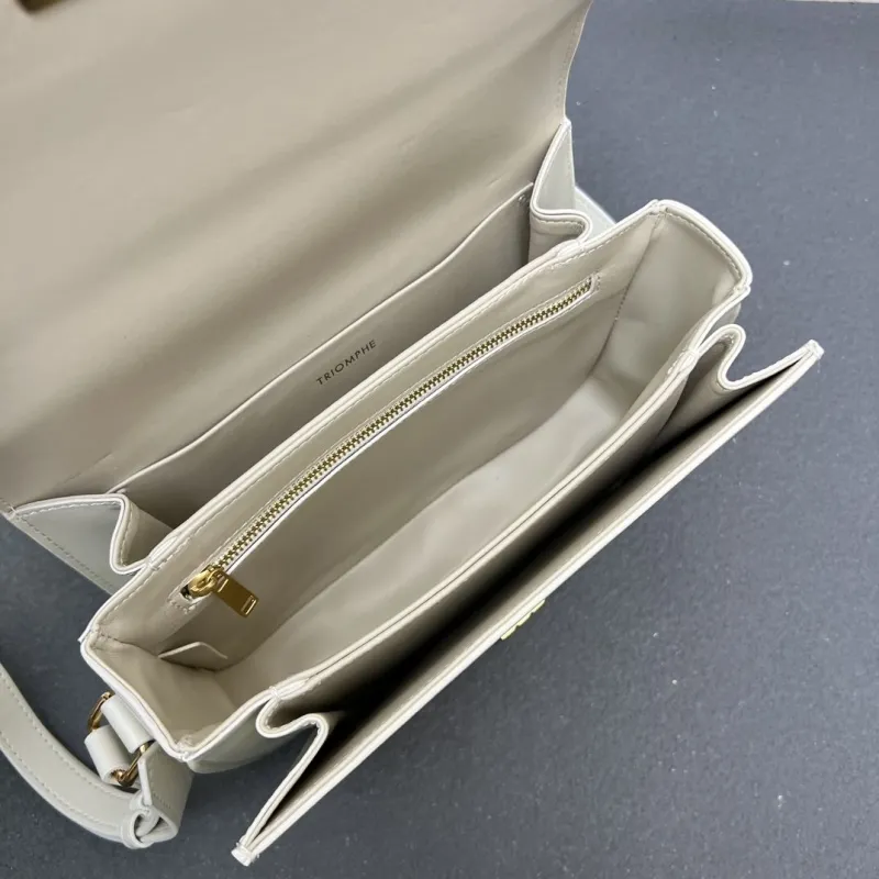 Celine Off-White Leather Crossbody Satchel Bag 7713SQ 22.5cm - Image 8