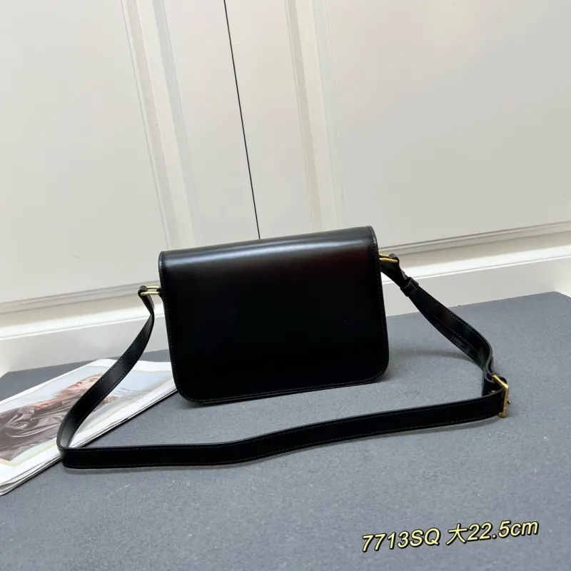 Alternative view of Celine Black Leather Crossbody Satchel Bag 7713SQ 22.5cm