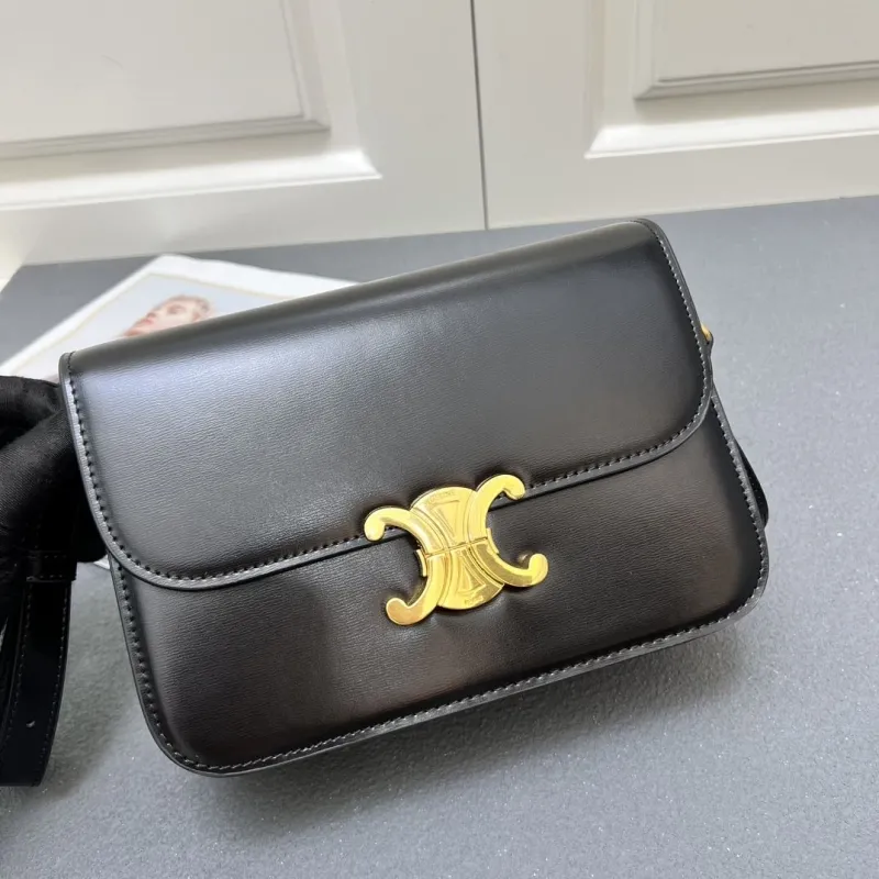 Celine Black Leather Crossbody Satchel Bag 7713SQ 22.5cm - Image 3