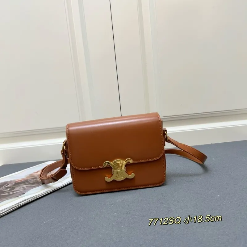 Celine Brown Small Crossbody Satchel Bag 7712SQ