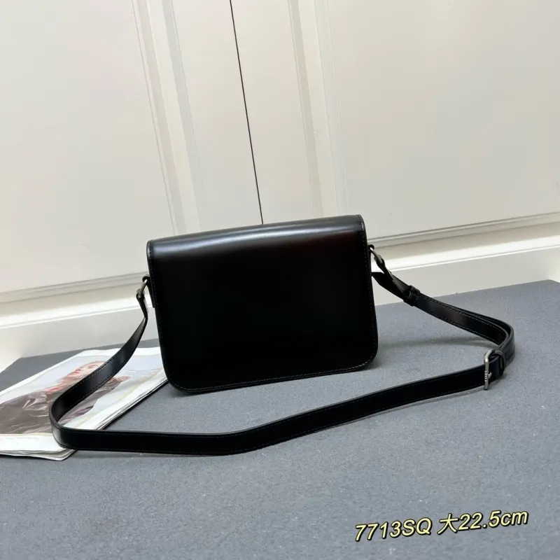 Alternative view of Celine Black Leather Crossbody Satchel Bag 7713SQ 22.5cm