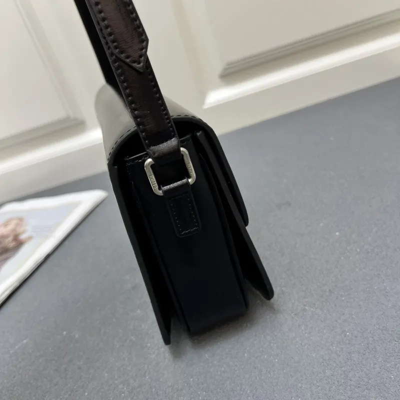Celine Black Leather Crossbody Satchel Bag 7713SQ 22.5cm - Image 5