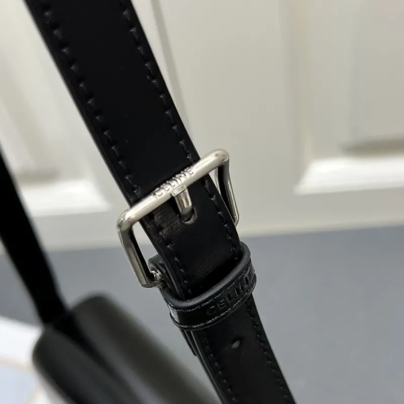 Celine Black Leather Crossbody Satchel Bag 7713SQ 22.5cm - Image 7