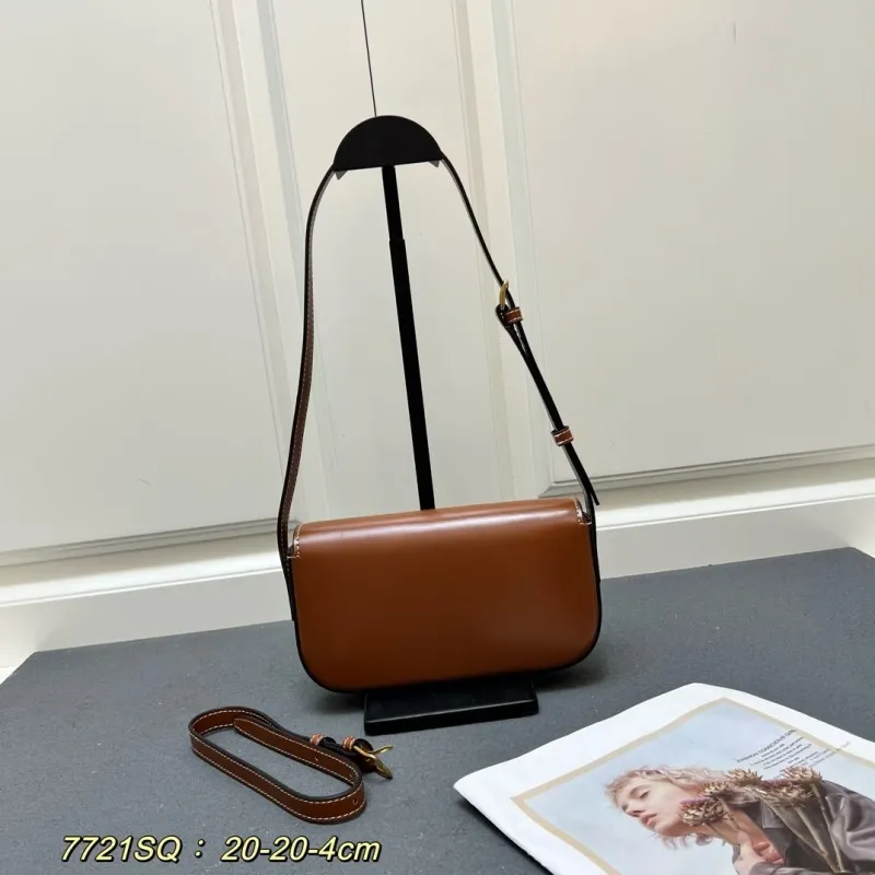 Alternative view of Celine Brown Leather Satchel Bag 7721SQ