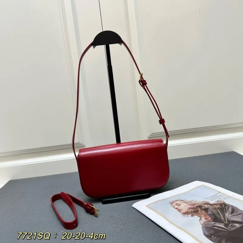 Alternative view of Celine Red Leather Satchel Crossbody Bag 7721SQ