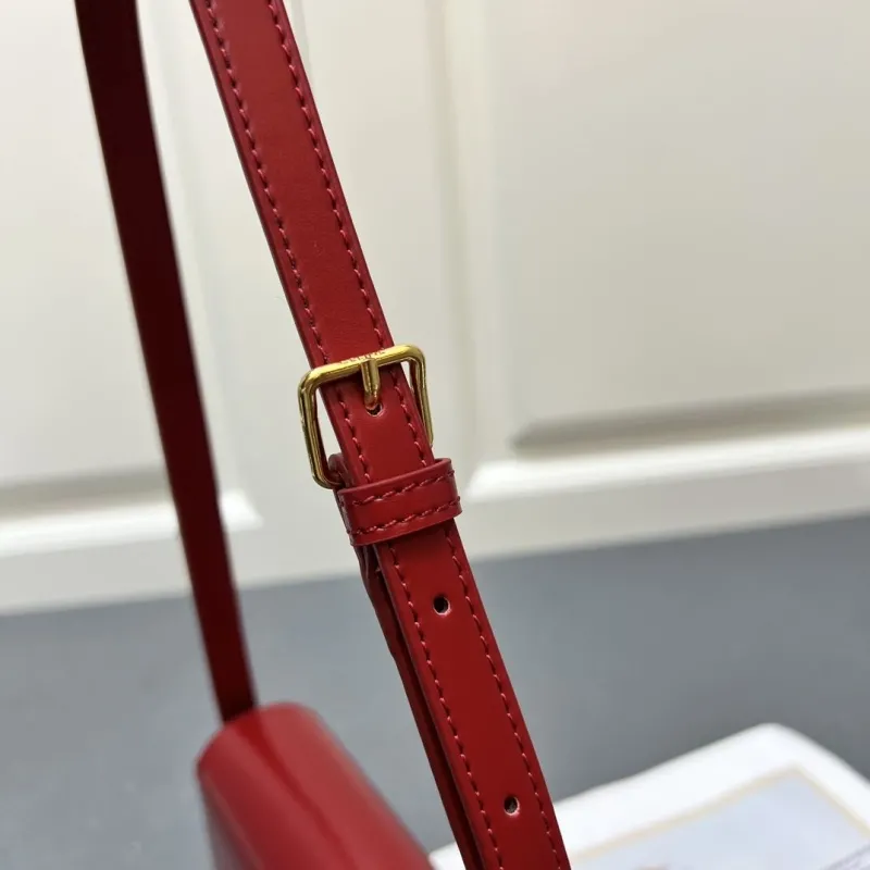 Celine Red Leather Satchel Crossbody Bag 7721SQ - Image 7