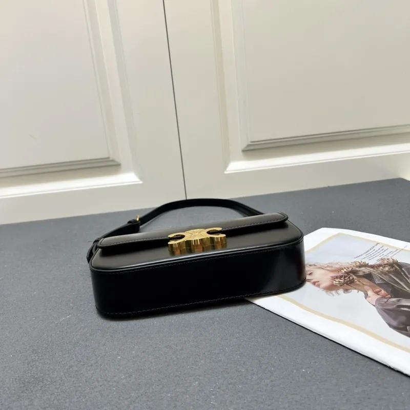 Celine Black Leather Satchel Shoulder Bag 7721SQ - Image 6
