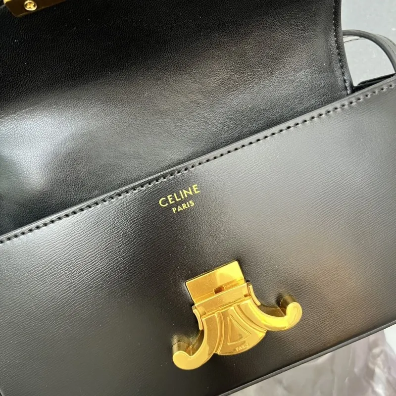Celine Black Leather Satchel Shoulder Bag 7721SQ - Image 9