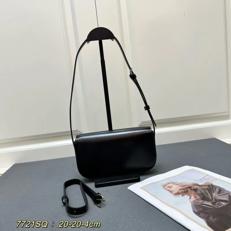 Celine Black Leather Satchel Crossbody Bag 7721SQ - Image 3