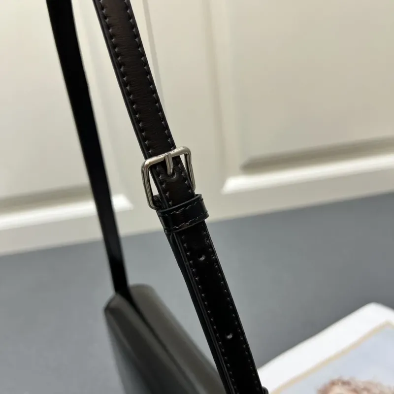 Celine Black Leather Satchel Crossbody Bag 7721SQ - Image 8