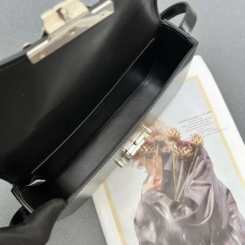 Celine Black Leather Satchel Crossbody Bag 7721SQ - Image 9