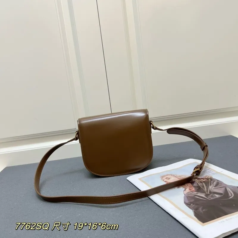 Alternative view of Celine Brown Leather Crossbody Saddle Bag 7762SQ