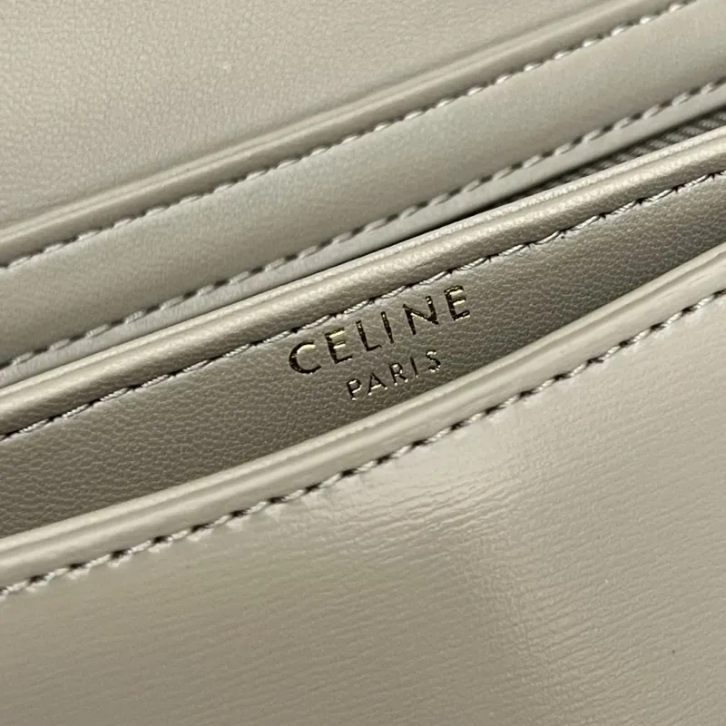 Celine 7762SQ Taupe Leather Crossbody Bag - Image 9