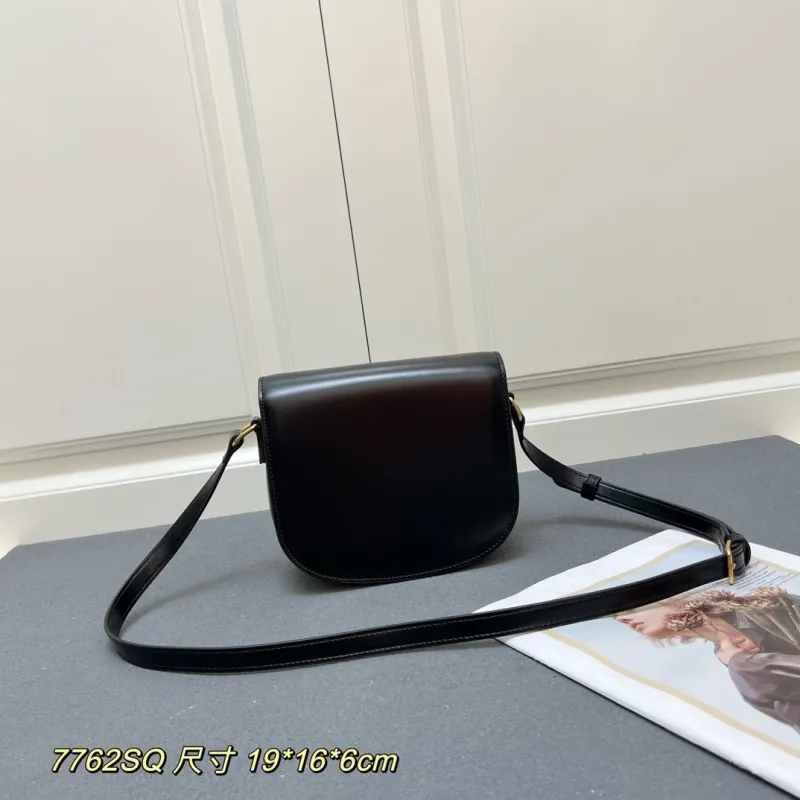Alternative view of Celine Black Leather Crossbody Saddle Bag 7762SQ