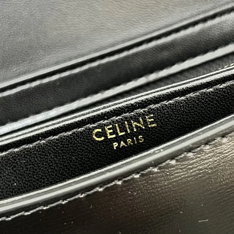 Celine Black Leather Crossbody Saddle Bag 7762SQ - Image 9