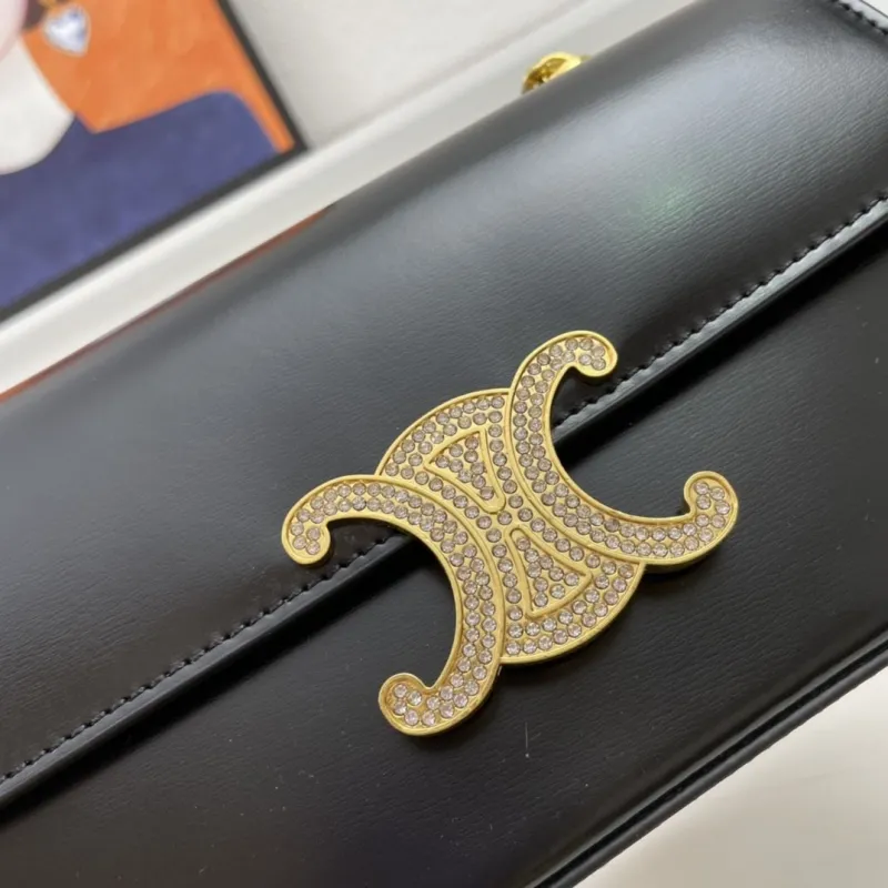 Celine Black Leather Chain Satchel Bag - Image 4