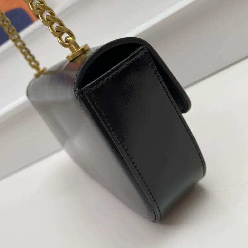 Celine Black Leather Chain Satchel Bag - Image 5