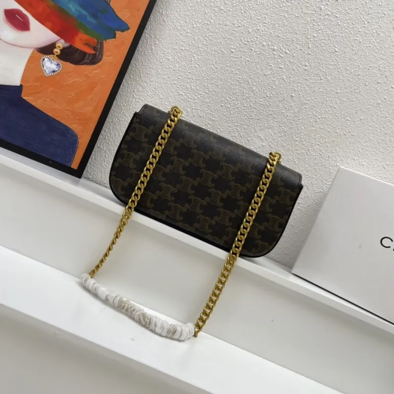 Alternative view of Celine Dark Brown Monogram Chain Satchel Bag