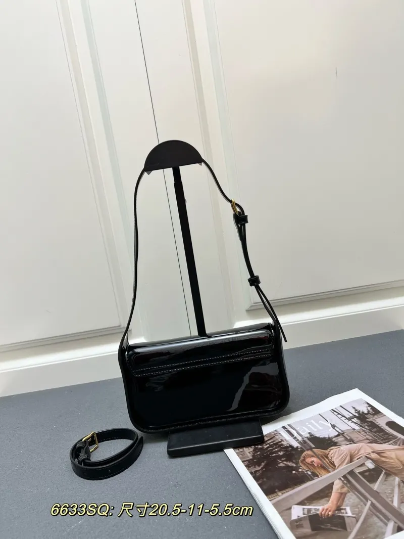 Alternative view of Celine Black Patent Leather Satchel Bag 6633SQ