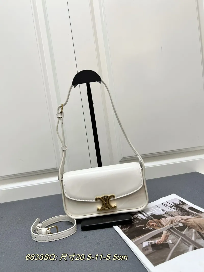 Celine White Leather Crossbody Satchel Bag 6633SQ