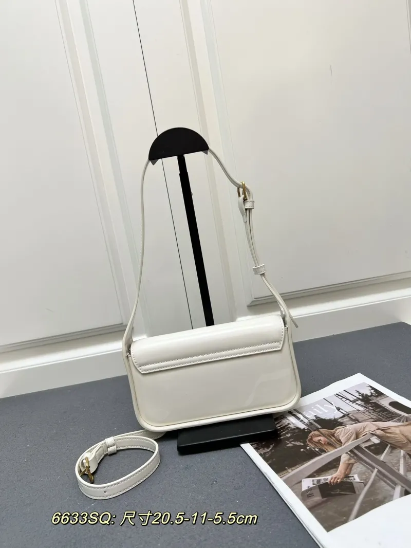 Alternative view of Celine White Leather Crossbody Satchel Bag 6633SQ