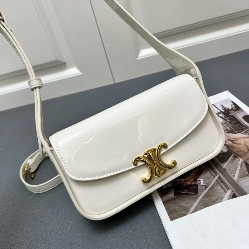 Celine White Leather Crossbody Satchel Bag 6633SQ - Image 3