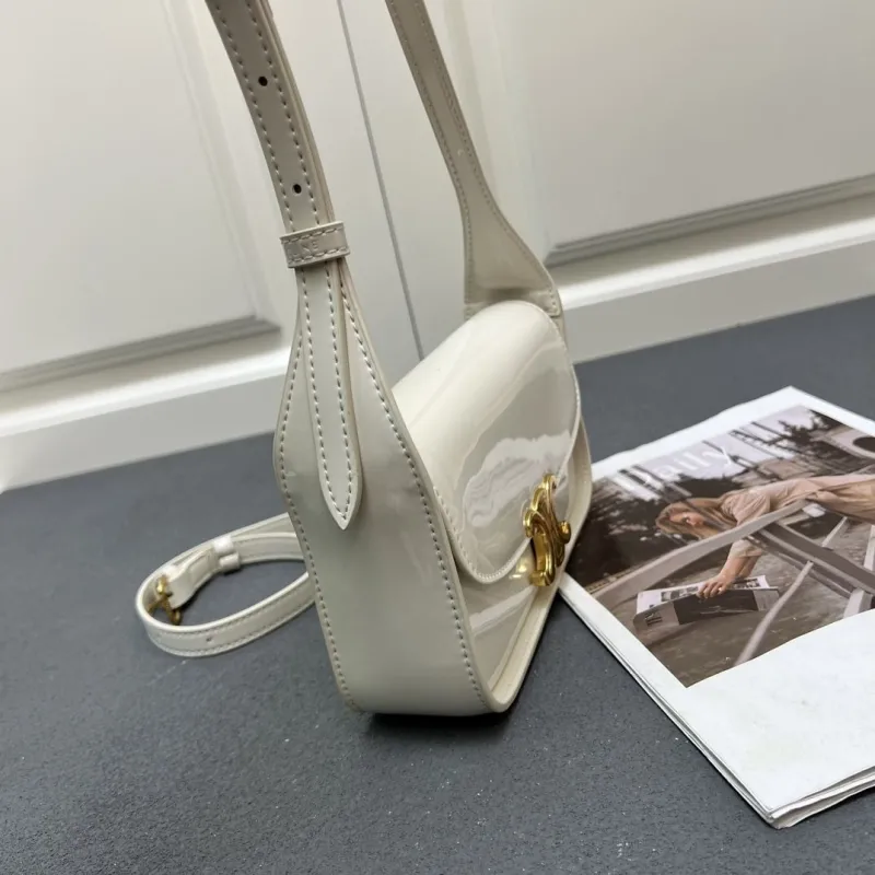 Celine White Leather Crossbody Satchel Bag 6633SQ - Image 4