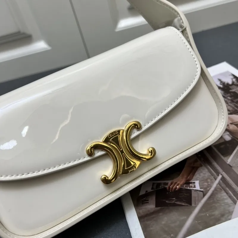 Celine White Leather Crossbody Satchel Bag 6633SQ - Image 5