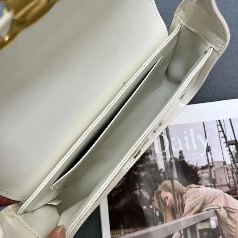 Celine White Leather Crossbody Satchel Bag 6633SQ - Image 8