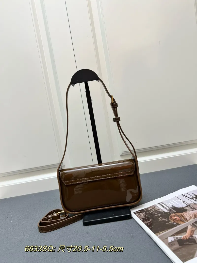 Alternative view of Celine Brown Patent Leather Crossbody Bag 6633SQ