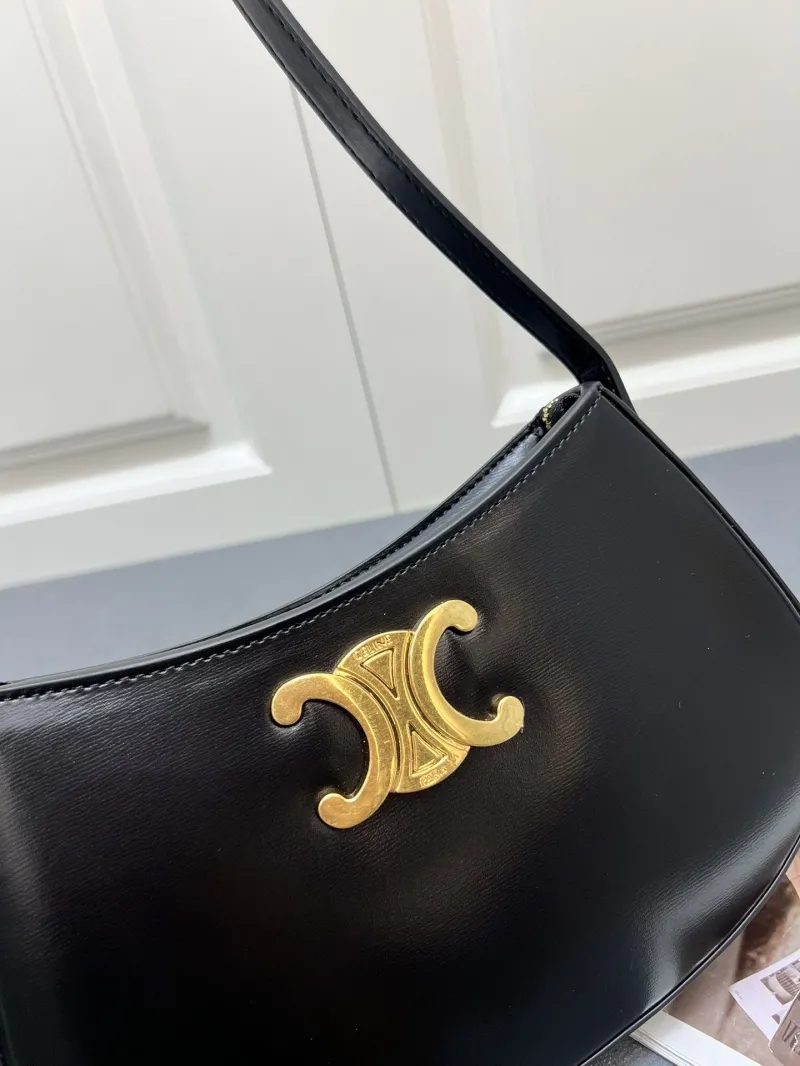 Celine Black Leather Satchel Bag 6610SQ Size 23-13.5-4cm - Image 5